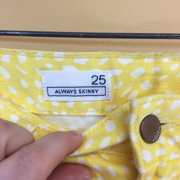 Gap 1969 Yellow w/ White Spot Always Skinny Pants - Picture 4 of 7